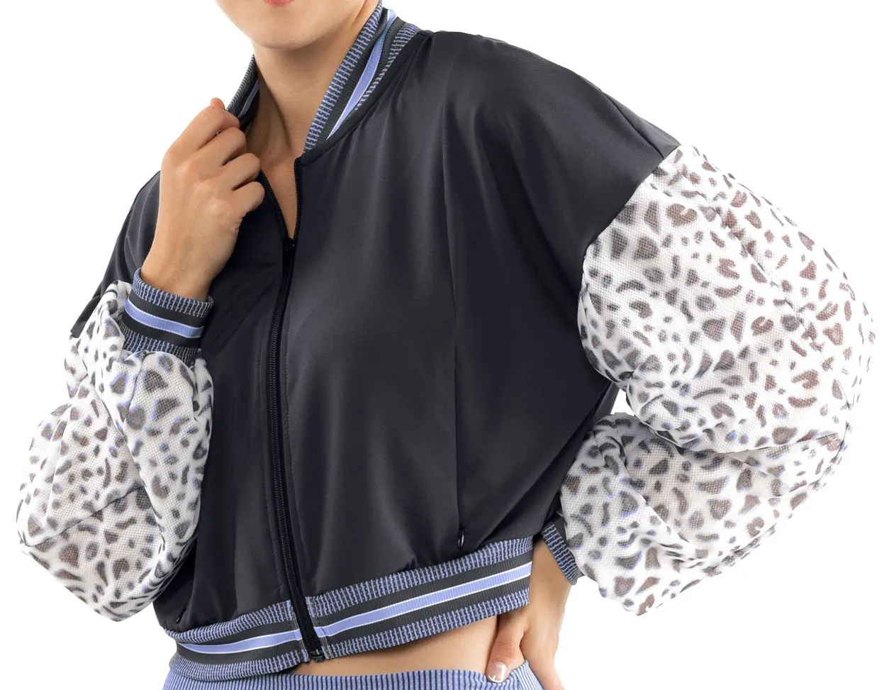 Lucky in Love On The Prowl Prowl Cropped Bomber Jacket Women - charcoal