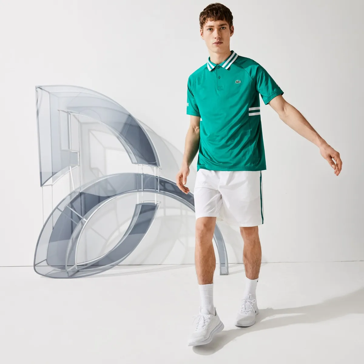 Lacoste Men’s Lacoste SPORT x Novak Djokovic Breathable Stretch Shorts - white/gre