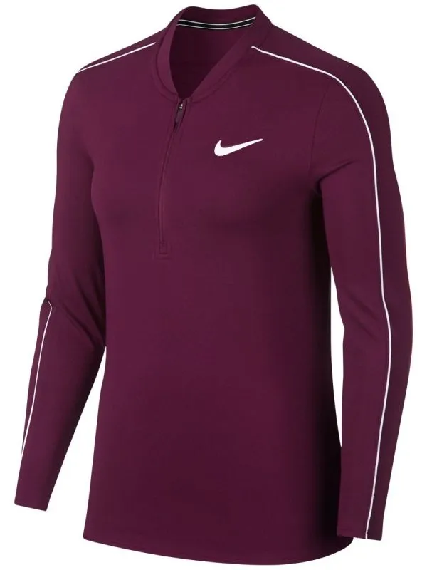 Nike Court Women Dry 1/2 Zip Top - bordeaux/white/white