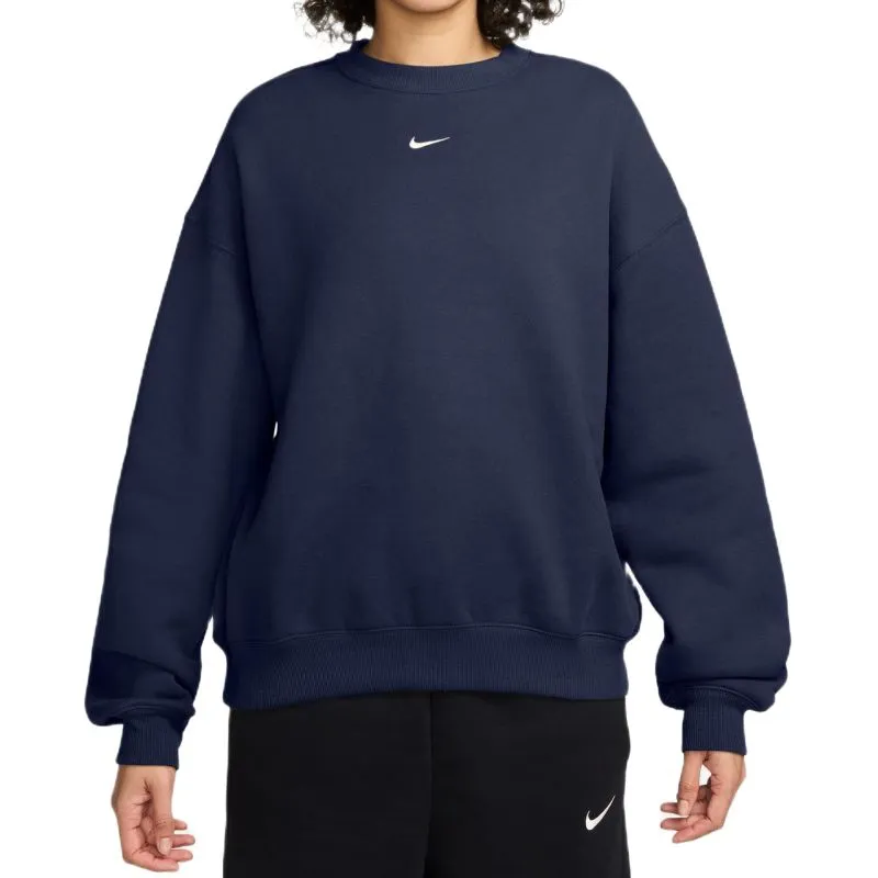 Nike Studio Fleece Medium Weight Oversized Crew - midnight navy/sail