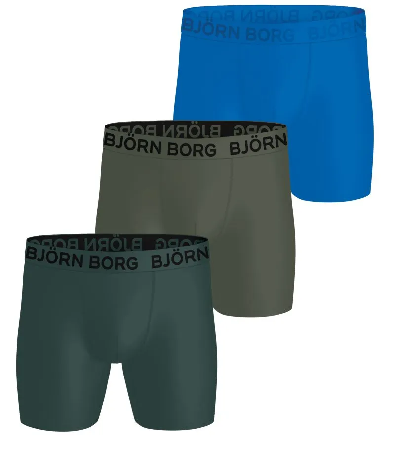 Björn Borg Sports Microfiber Boxers 3P - green/blue Björn Borg Sports Microfiber Boxers 3P - green/blue