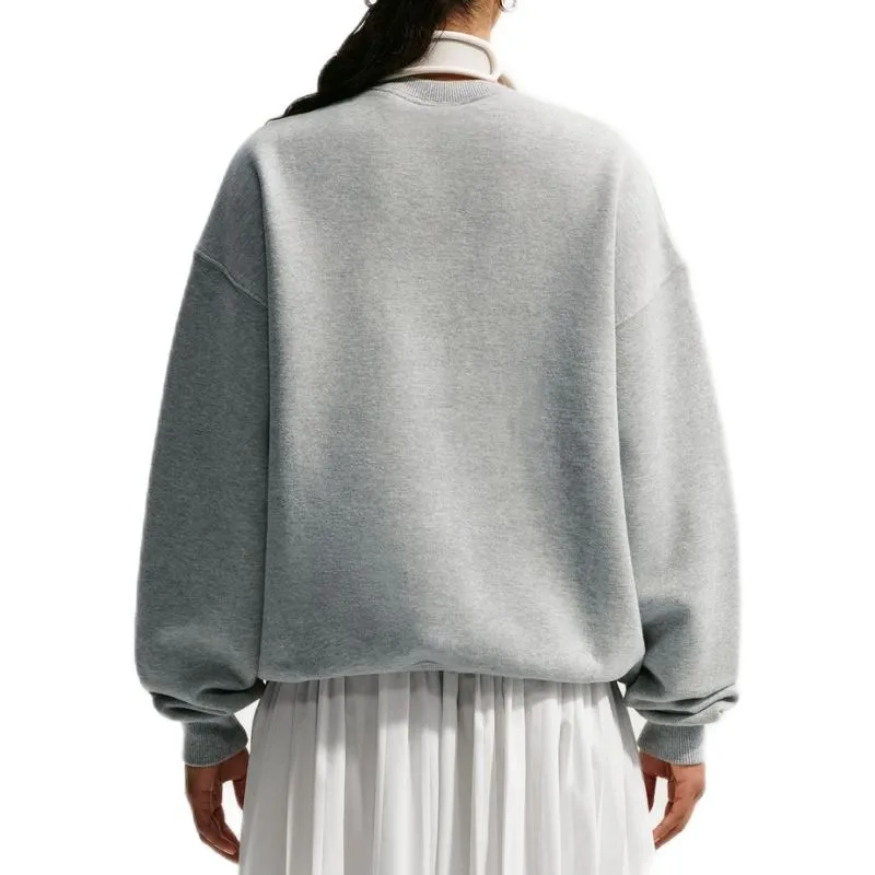 Nike Studio Fleece Medium Weight Oversized Crew - dark grey heather/sail