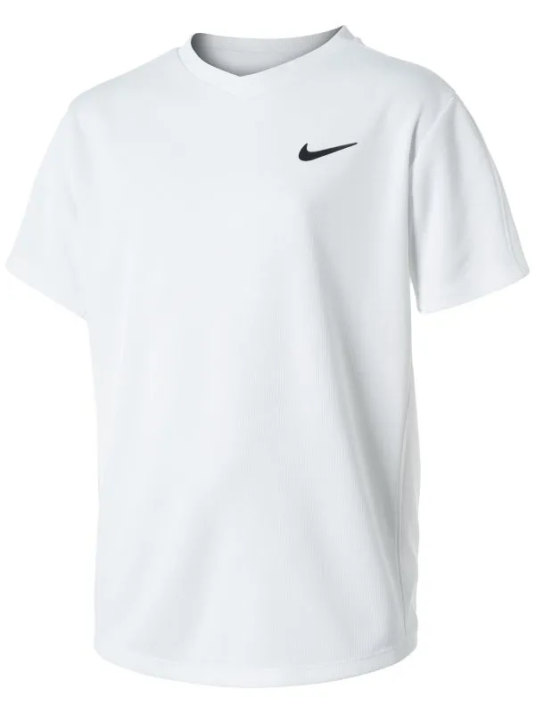 Nike Court Dri-Fit Victory SS Top B - white/white/black