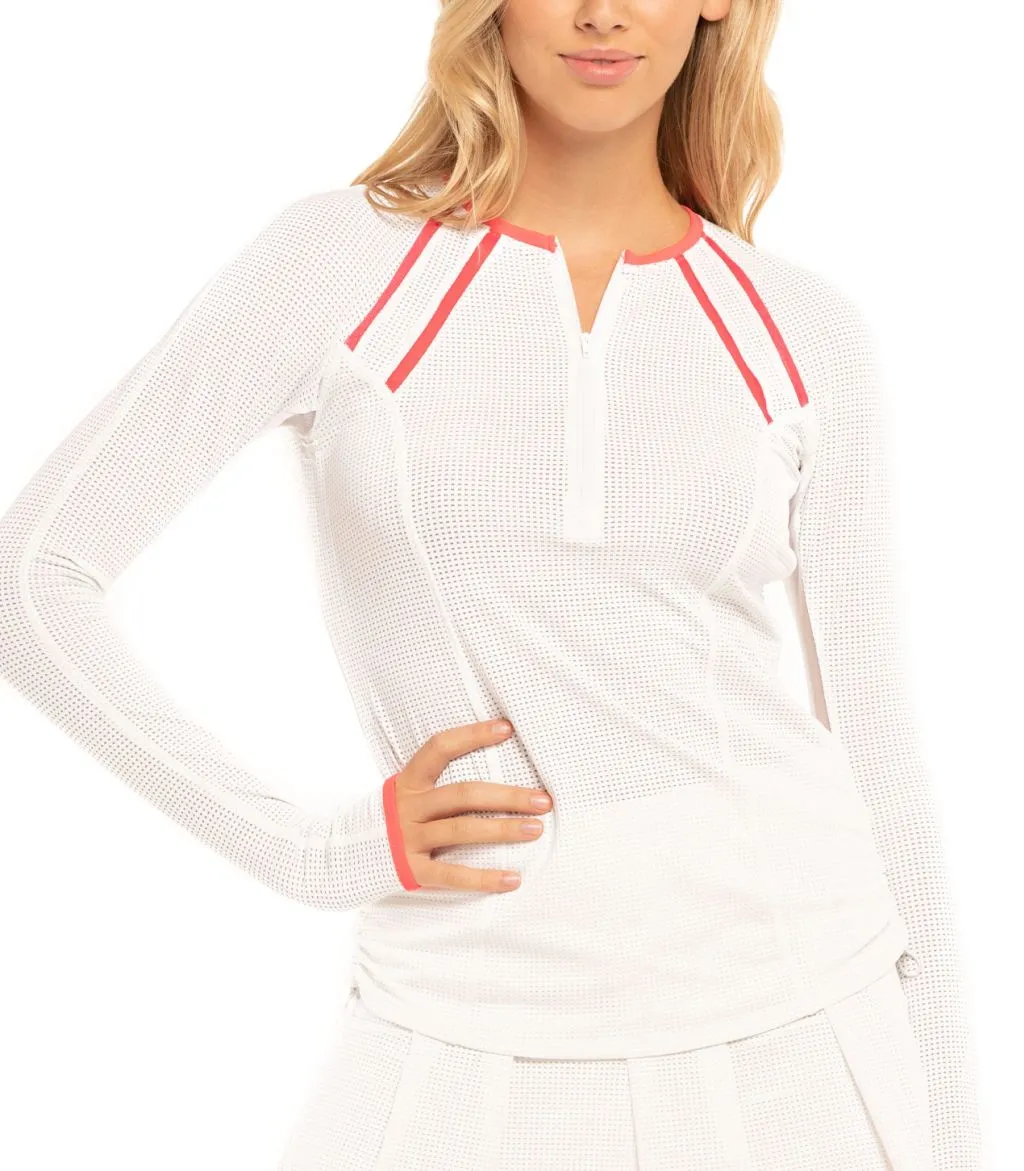 Lucky in Love Core Whites Raglan Zip L/S - white/coral crush