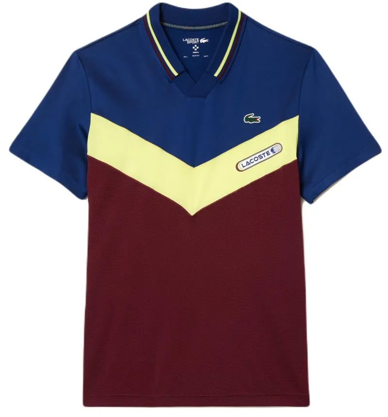 Lacoste Tennis x Daniil Medvedev Seamless Effect Polo Shirt - bordeaux/lime/navy blue Lacoste Tennis x Daniil Medvedev Seamless Effect Polo Shirt - bordeaux/lime/navy blue