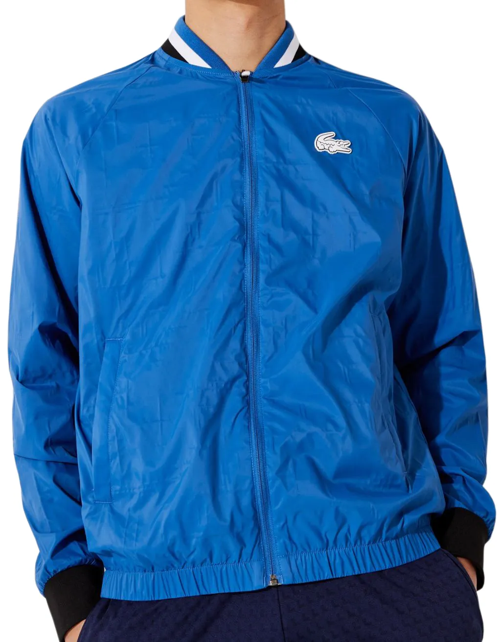 Lacoste Men’s SPORT Light Water-Resistant Teddy Jacket - blue/white/black