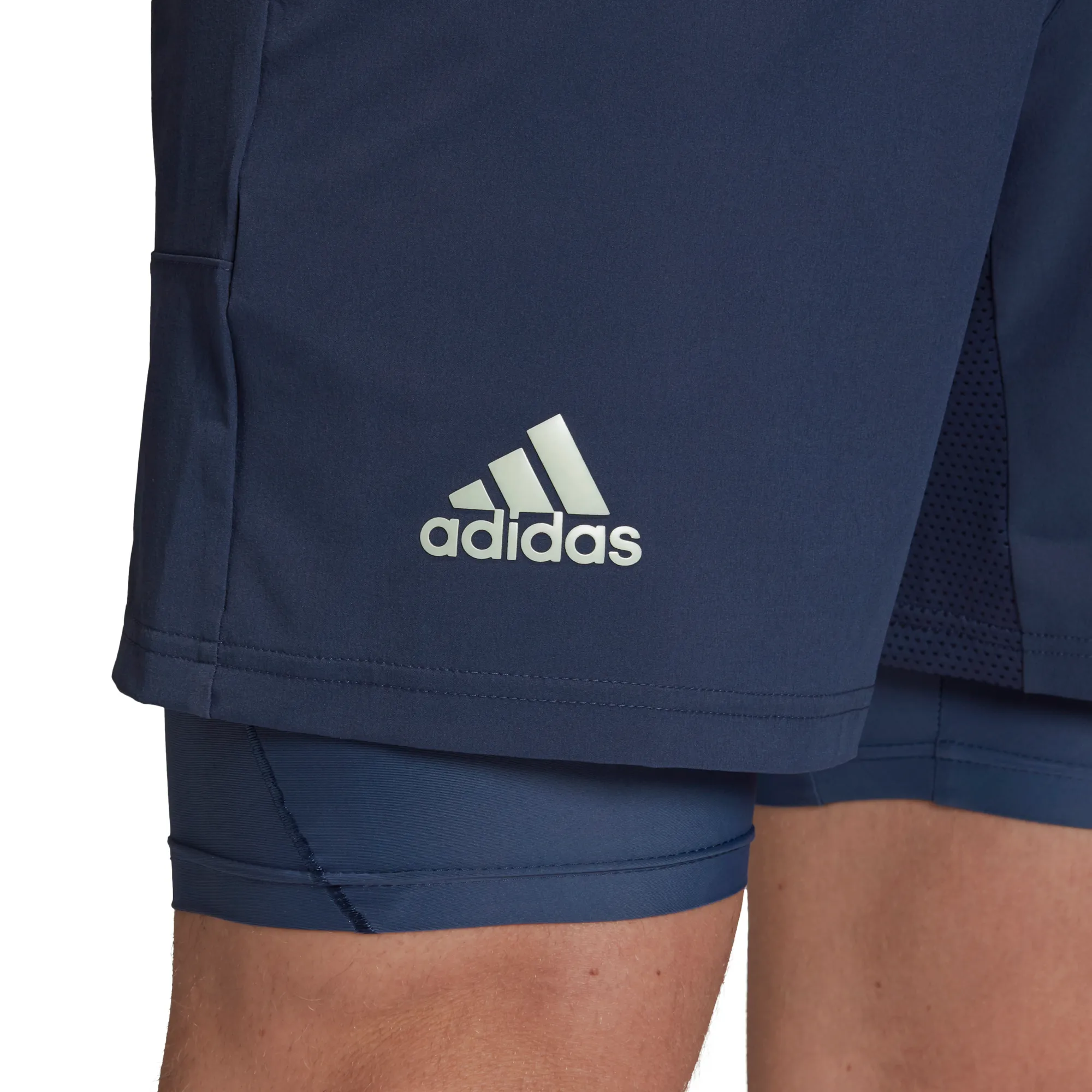 Adidas 2in1 Short Heat Ready 9in - tech indigo/dash green