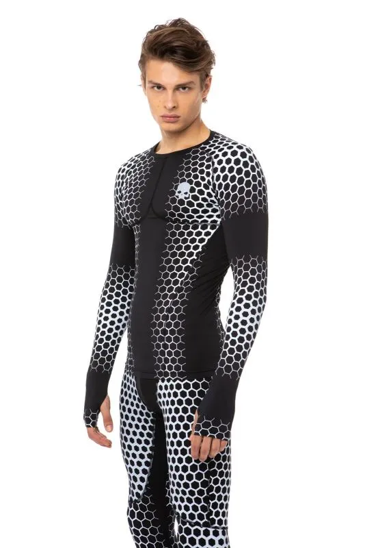 hydrogen-printed-second-skin-tee-ls-man-black-white-2 Hydrogen Printed Second Skin Tee LS Man - black/white