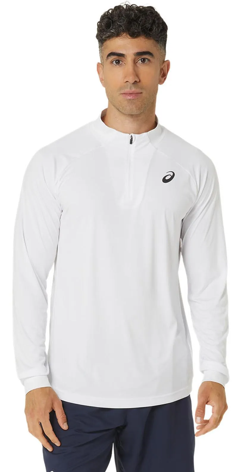 Asics Men Court 1/2 Zip Long Sleeve Top - brilliant white/brilliant white