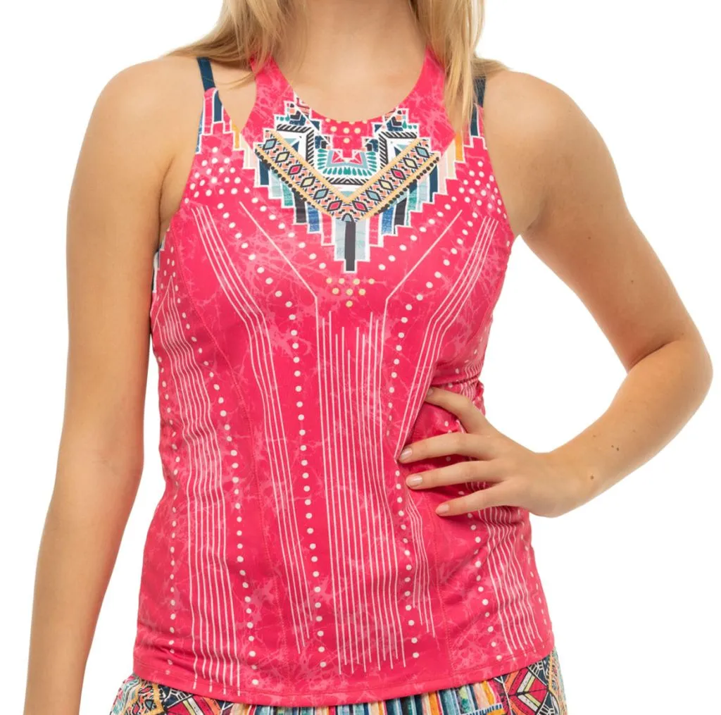 Lucky in Love Pretty in Ink Bralette Tank - shocking pink