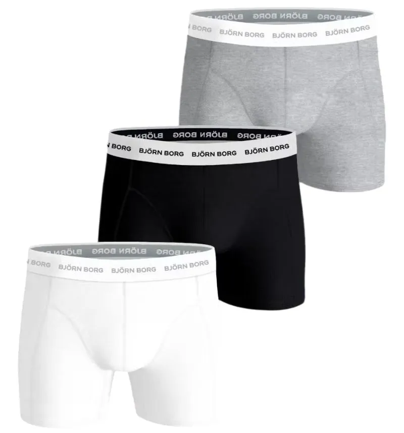 Björn Borg Cotton Stretch 3P - black/white/grey