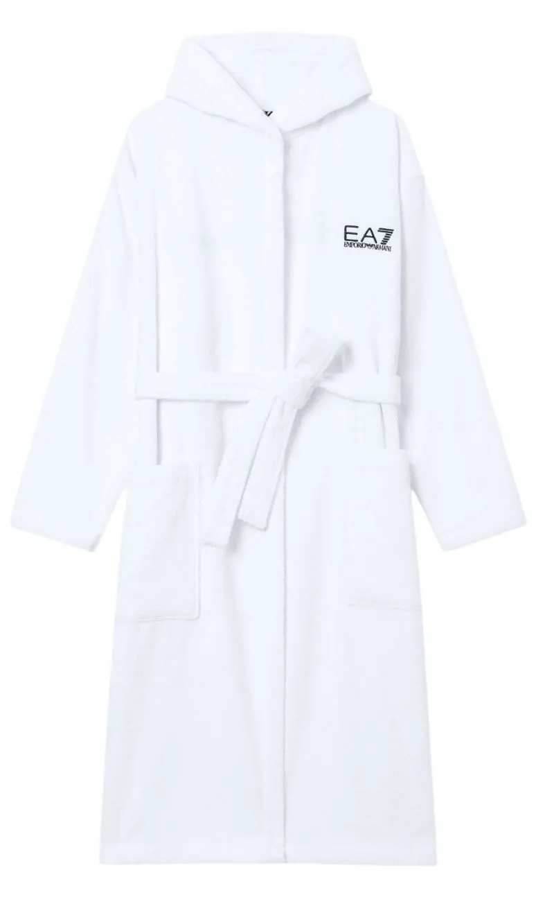 EA7 Cotton Terry Bathrobe - white 