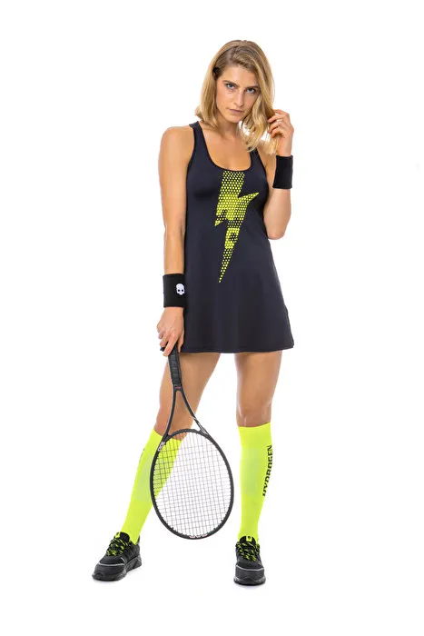 Hydrogen Tech Thunderbolt Dress - black/yellow fluo