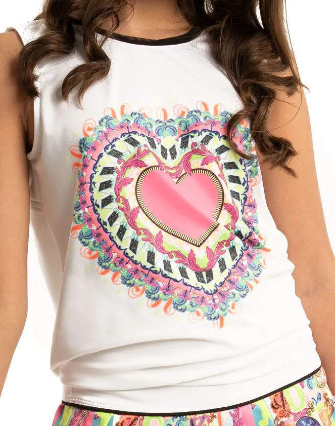 Lucky in Love Girls Rockin Rococo Rockin' Heart Tie Back Tank - white