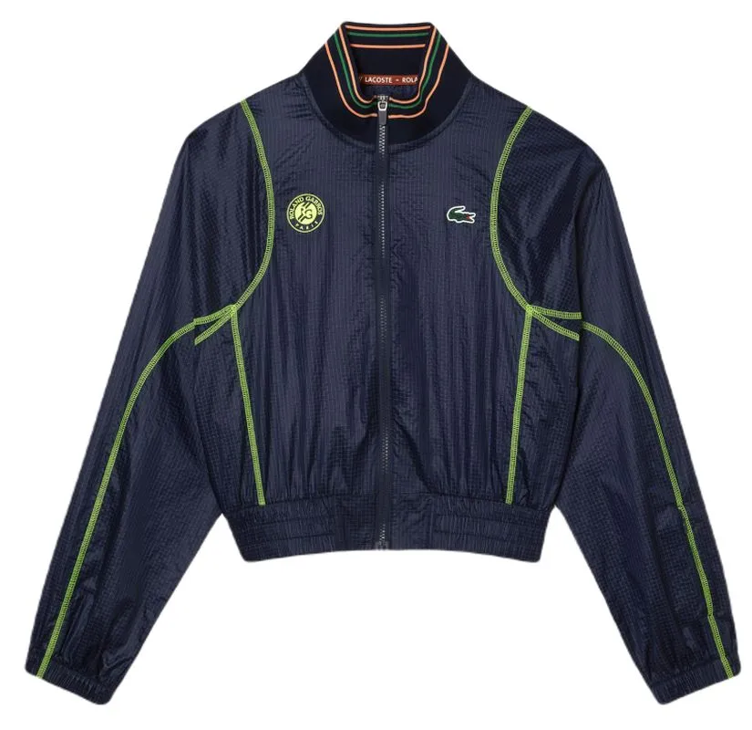 BF6373_ZWI_24 Lacoste Sport Roland Garros Edition Post-Match Cropped Jacket - navy blue