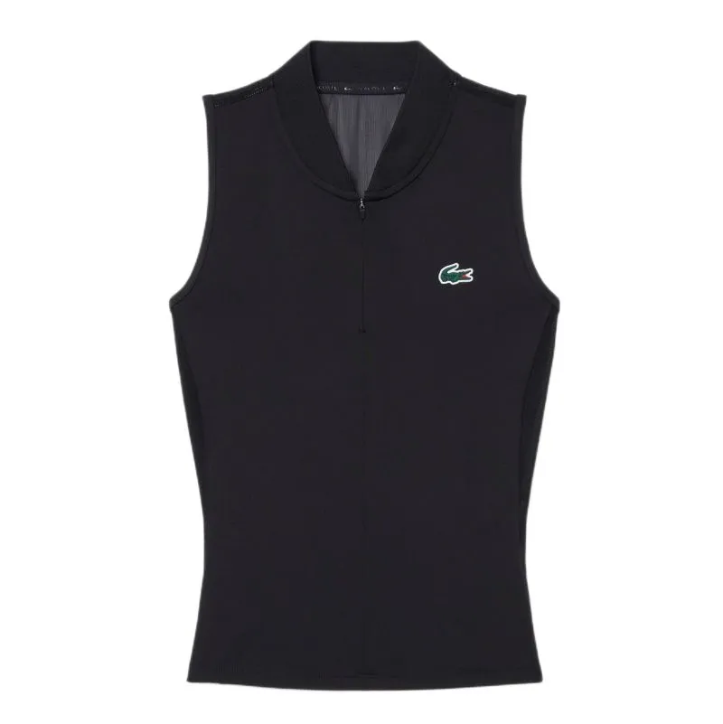 Lacoste Sleeveless Stretch Dual Fabric Tennis - black