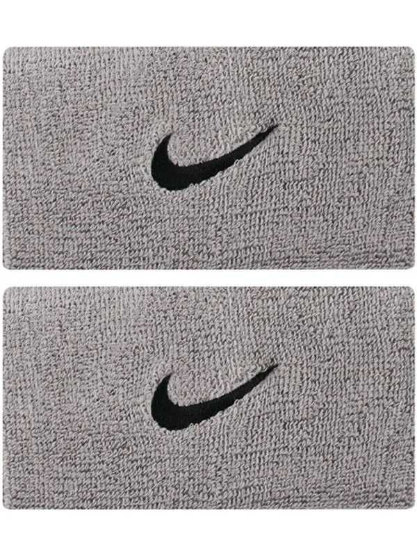 Nike Swoosh Double-Wide Wristbands - matte silver/black