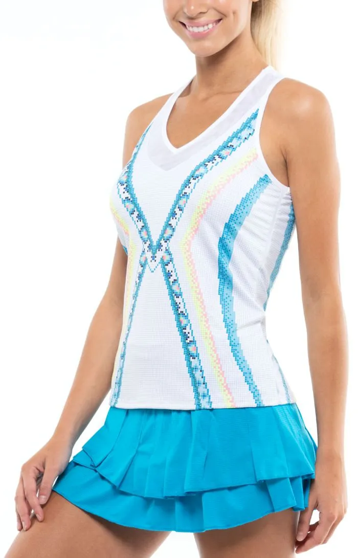 Lucky in Love Square Are You? Tank w/Bra Women - white