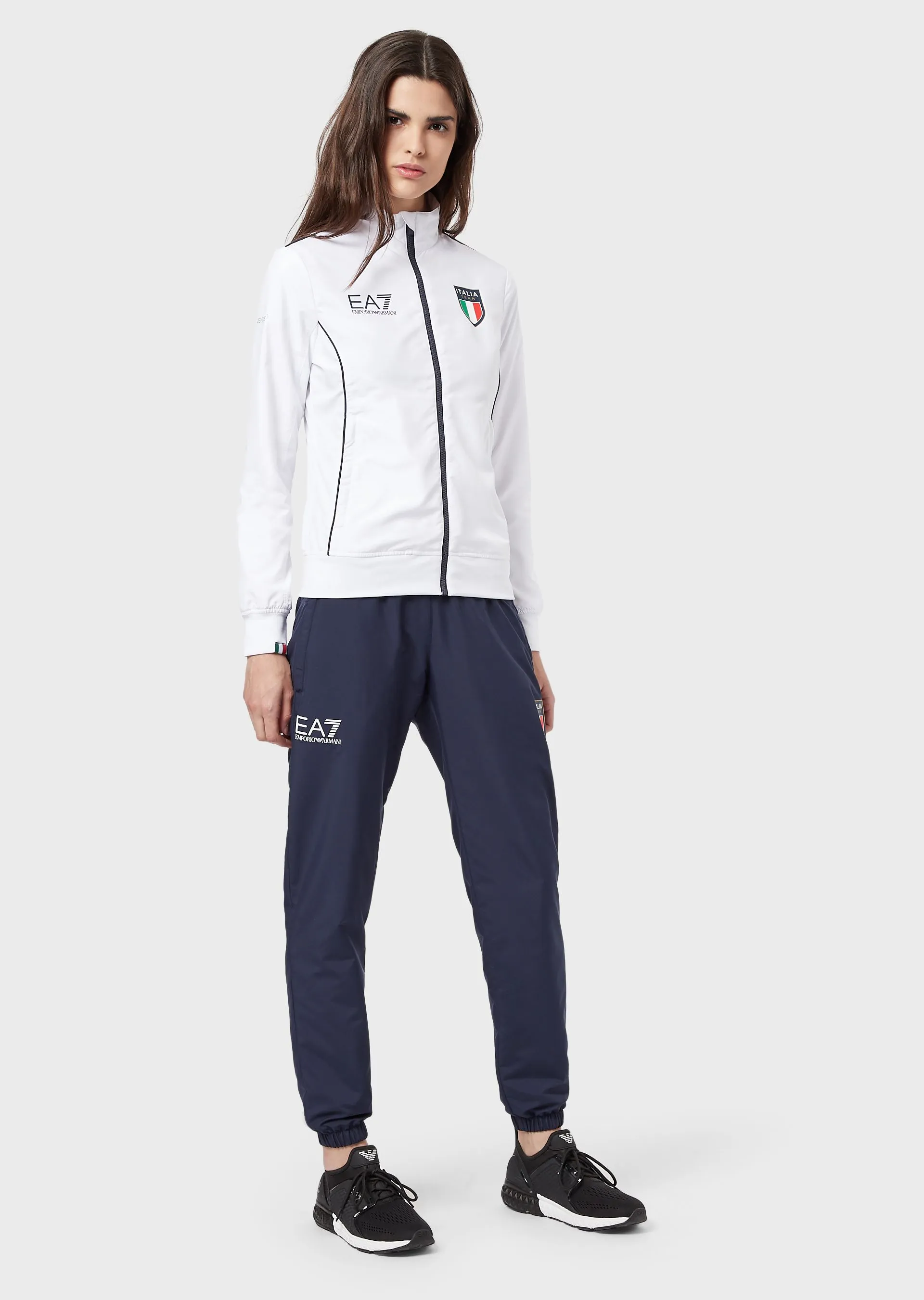 EA7 Women Woven Tracksuit - white/navy blue