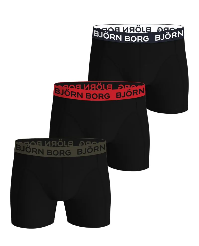Björn Borg Cotton Stretch 3P - black/red