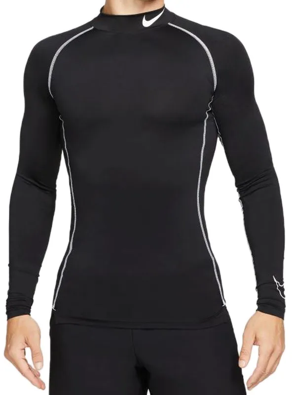 Nike Pro Dri-Fit Tight LS Mock M - black/white/white Nike Pro Dri-Fit Tight LS Mock M - black/white/white