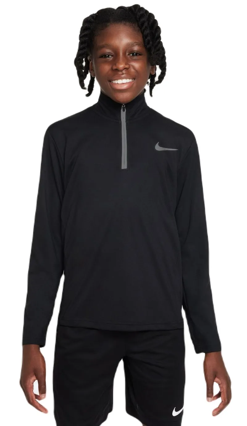 Nike Boys Dri-Fit Poly+ 1/4 Zip - black/reflective silver Nike Boys Dri-Fit Poly+ 1/4 Zip - black/reflective silver
