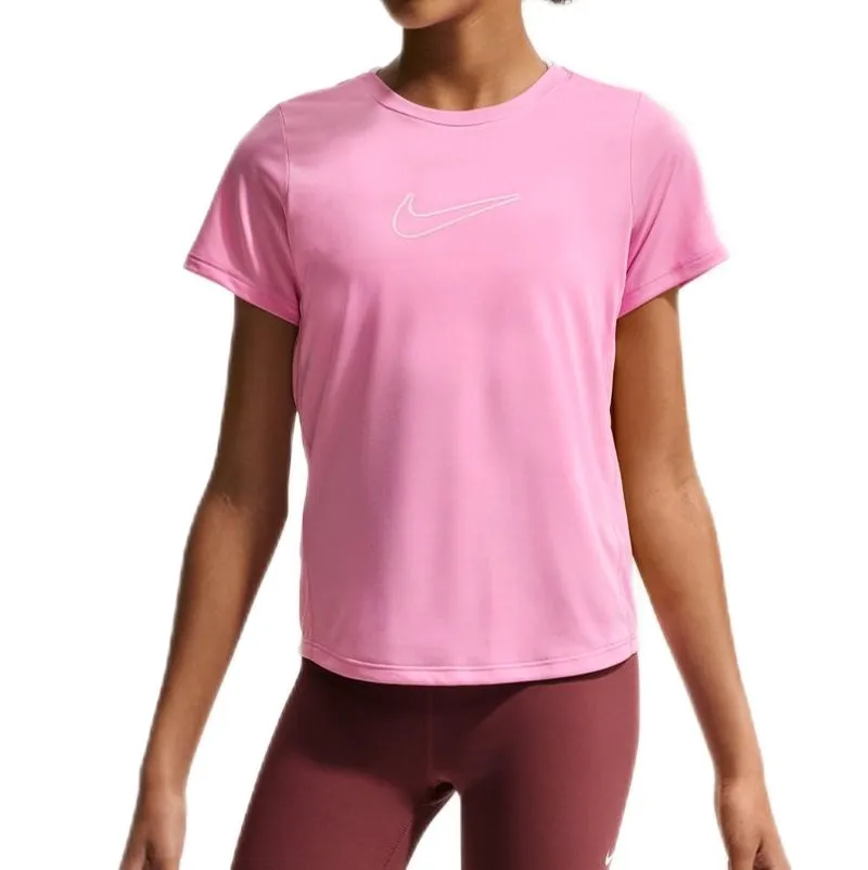 Nike Girls Dri-FIT Short-Sleeve - pink rise/white