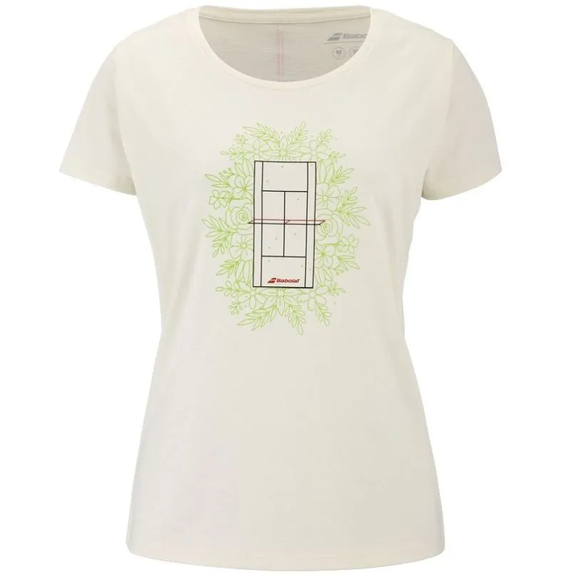 Women's T-shirt Babolat Exercise Message - cannoli cream - Beige