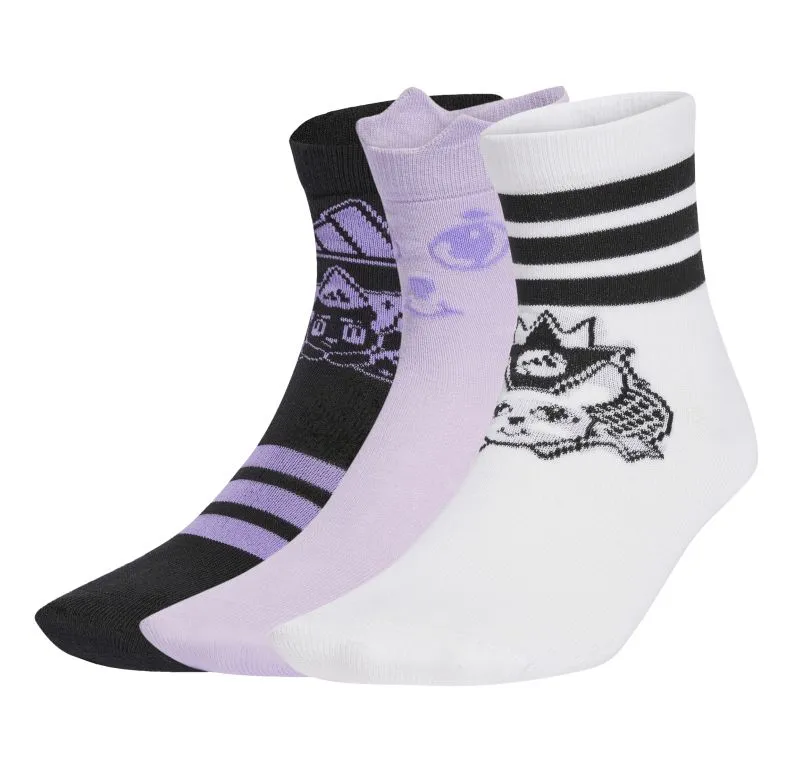 Socks Adidas Young Animation Crew 3P - white/black/powder plum - Multicolor