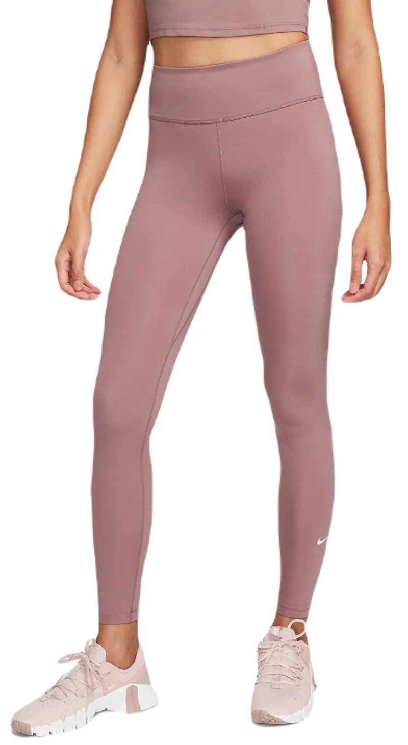 Nike One Dri-Fit Mid-Rise Tight - smokey mauve/white Nike One Dri-Fit Mid-Rise Tight - smokey mauve/white