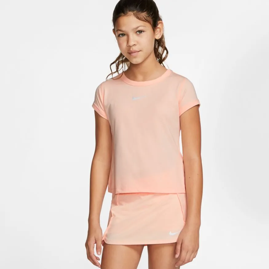 Nike Court G Dry Top SS - washed coral/white