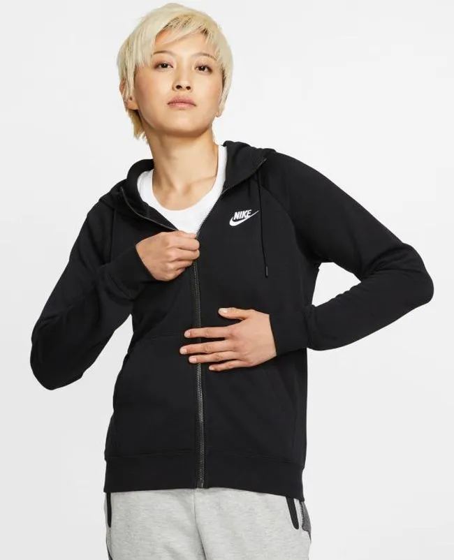 nike-sportswear-essential-hoodie-fz-fleece-w-black-white-3 Nike Sportswear Essential Hoodie FZ Fleece W - black/white