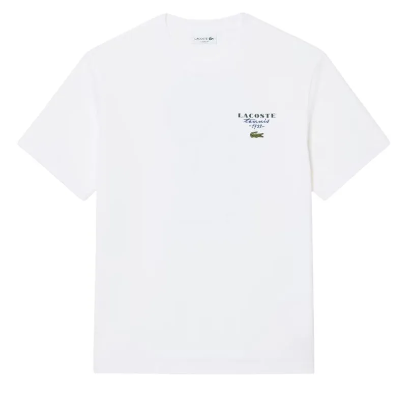 Lacoste Embroidered Accent Tennis Print Jersey - white