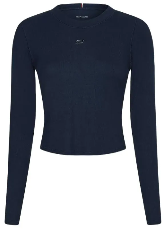 Tommy Hilfiger Slim Soft Modal Rib Cropped Tee - desert sky