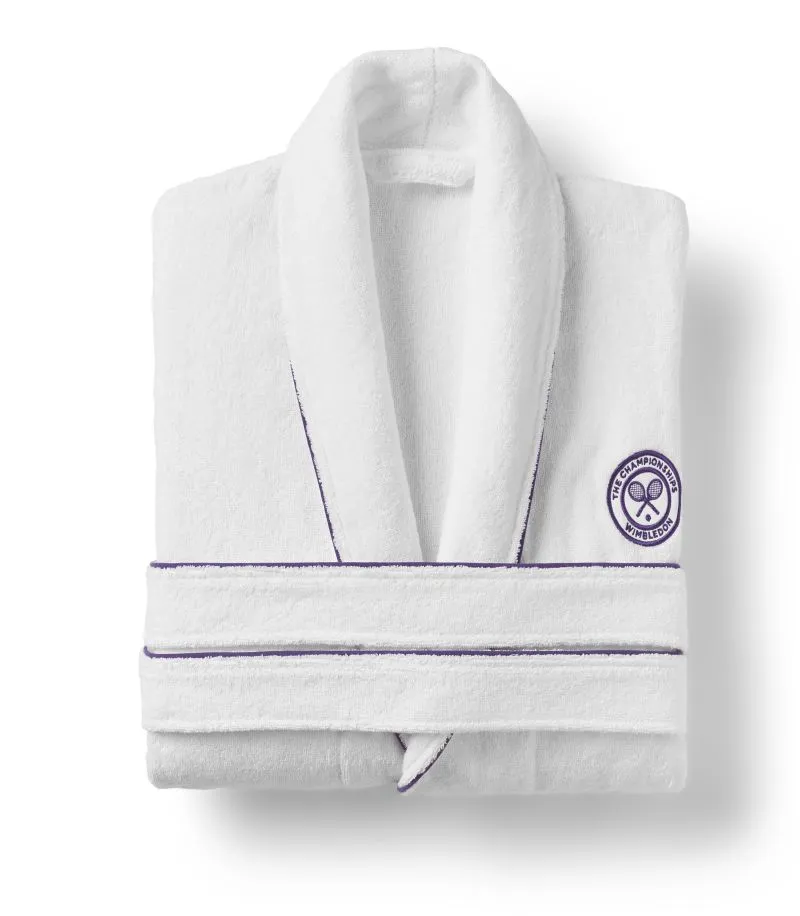 Wimbledon Cotton Terry Baseline Robe - white/purple Wimbledon Cotton Terry Baseline Robe - white/purple