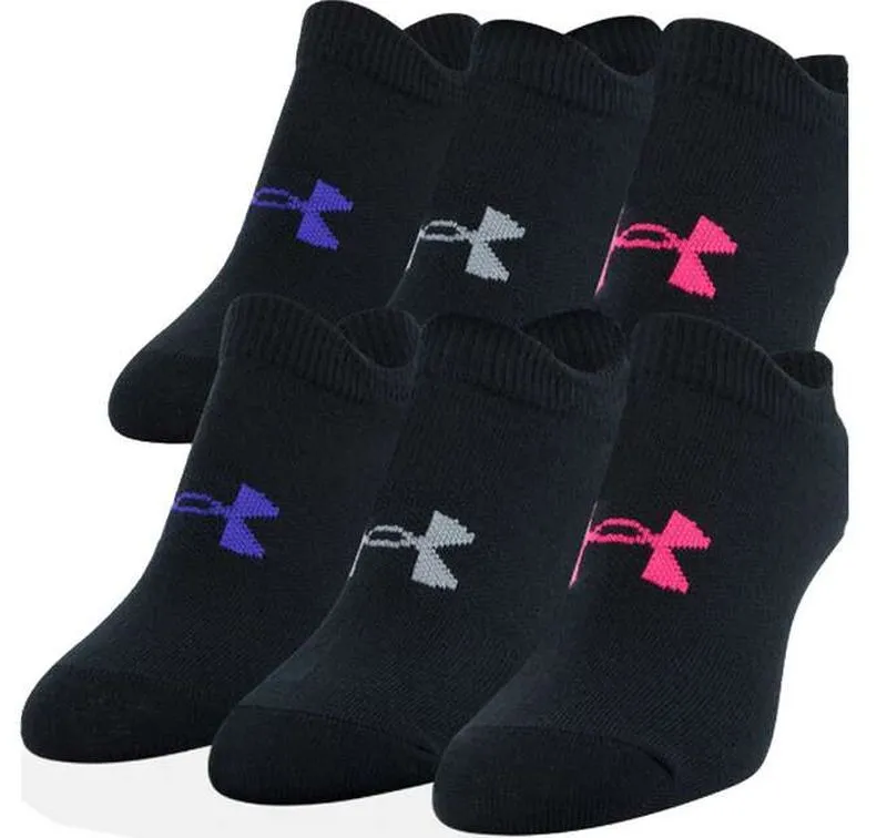 Socks Under Armour Girls' Essentials No Show 6Pack - black/cerise - Black