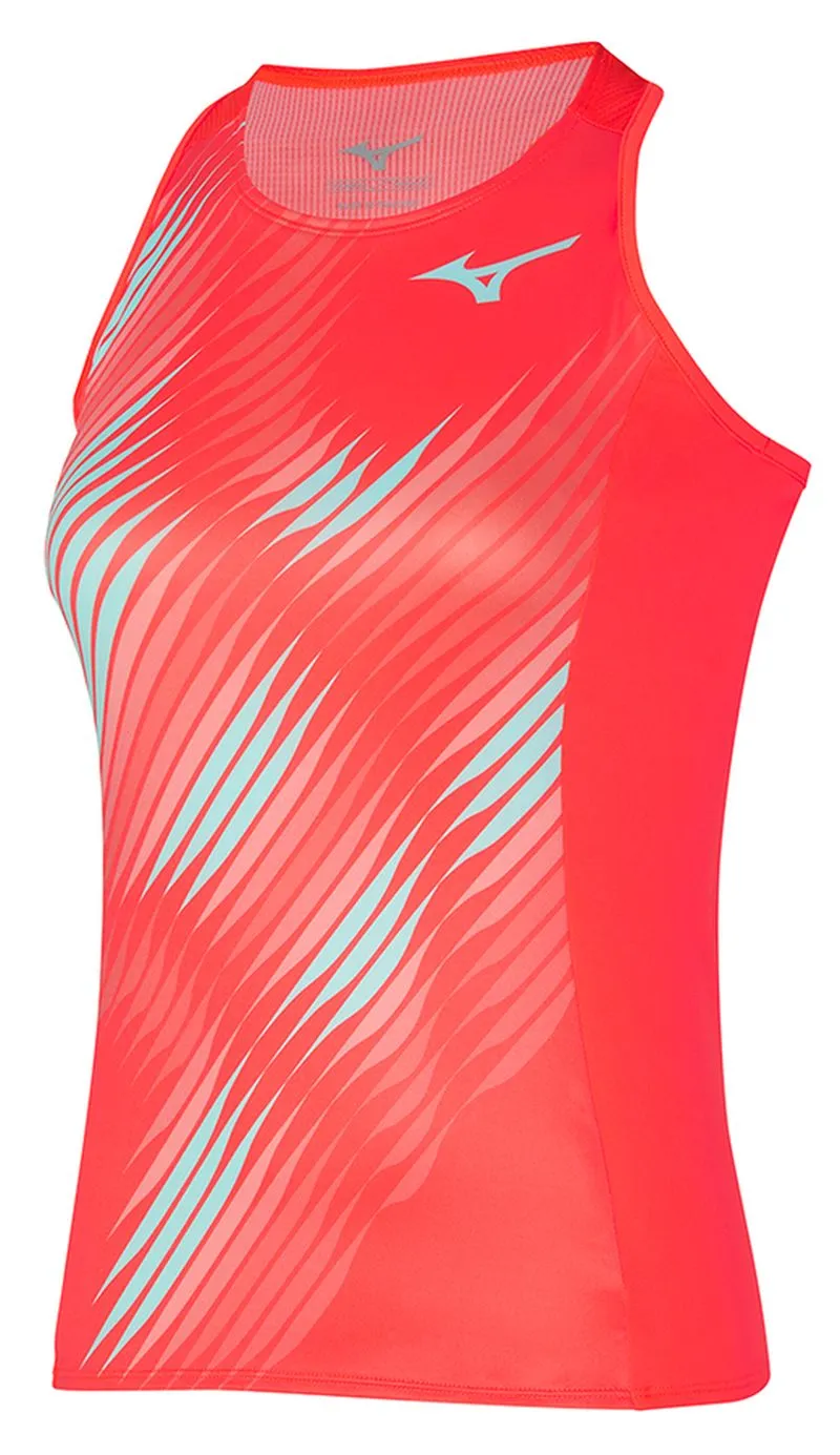 Women's top Mizuno Printed Tank - fierry coral - Red, Orange