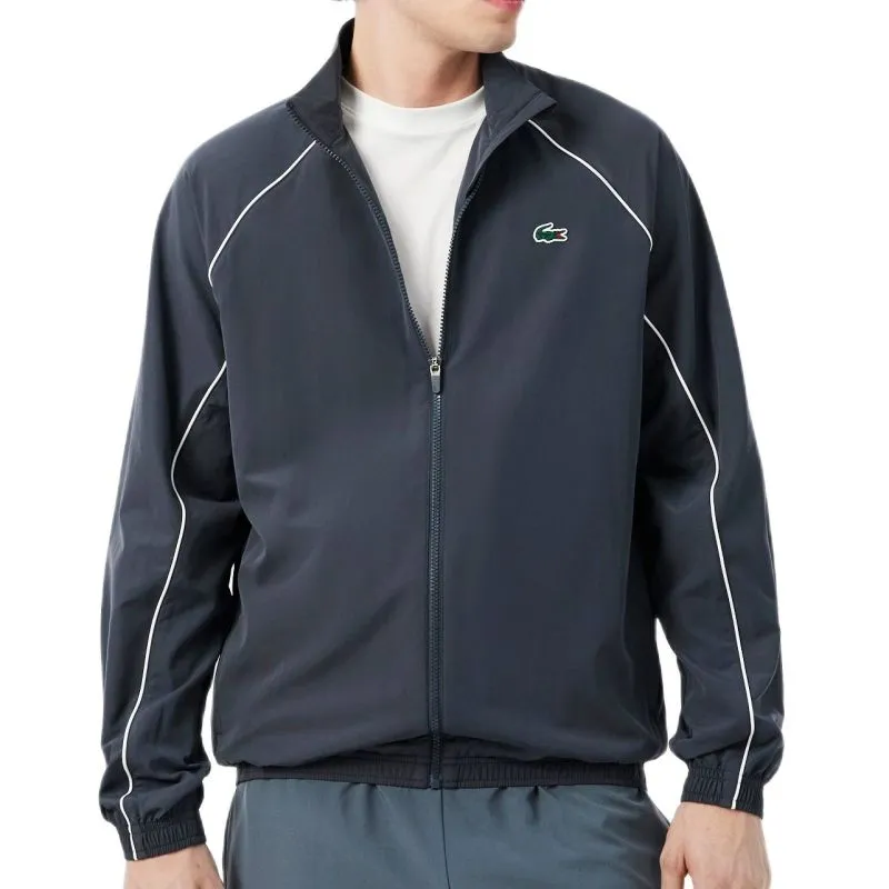 Lacoste Sport Water-Repellent Trim Accent Track - dark grey/white