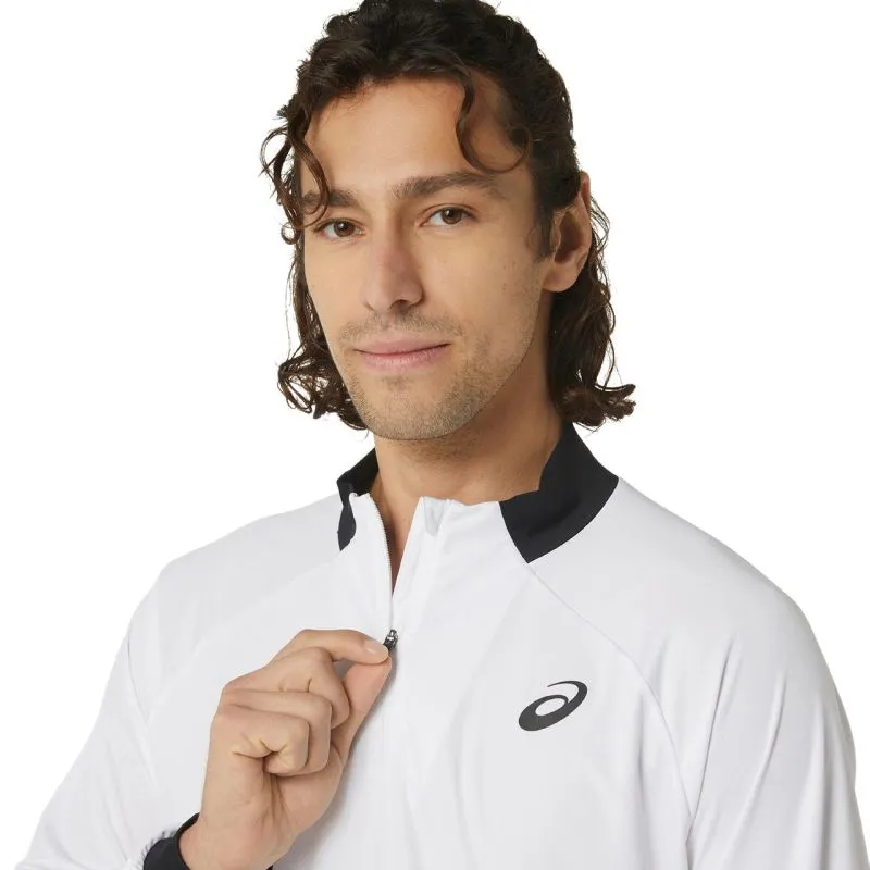 Asics Men Court 1/2 Zip Long Sleeve Top - brilliant white