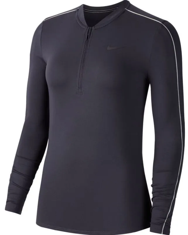 Nike Court Women Dry 1/2 Zip Top - gridiron/white//white/gridiron