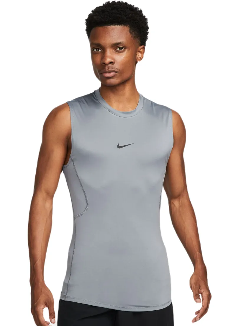 AURORA_FB7914-084_PHSFM001-2000 Nike Pro Dri-Fit Tight Sleeveless Fitness Top - smoke grey/black