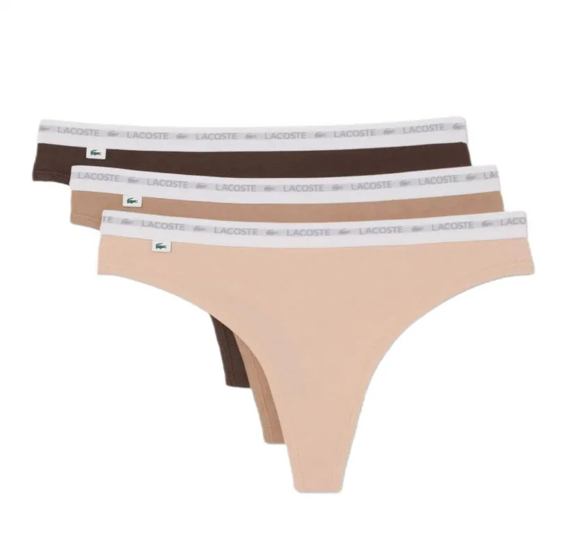 Lacoste Elastic Cotton Thongs 3P - biscuit/baguette/grume