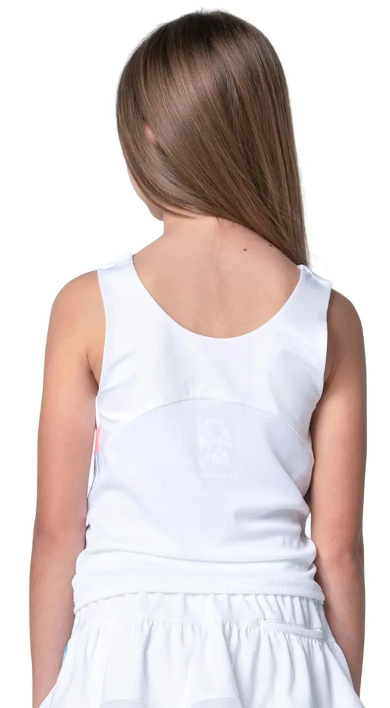 Lucky in Love Girls Linen Nouveau Tank - white
