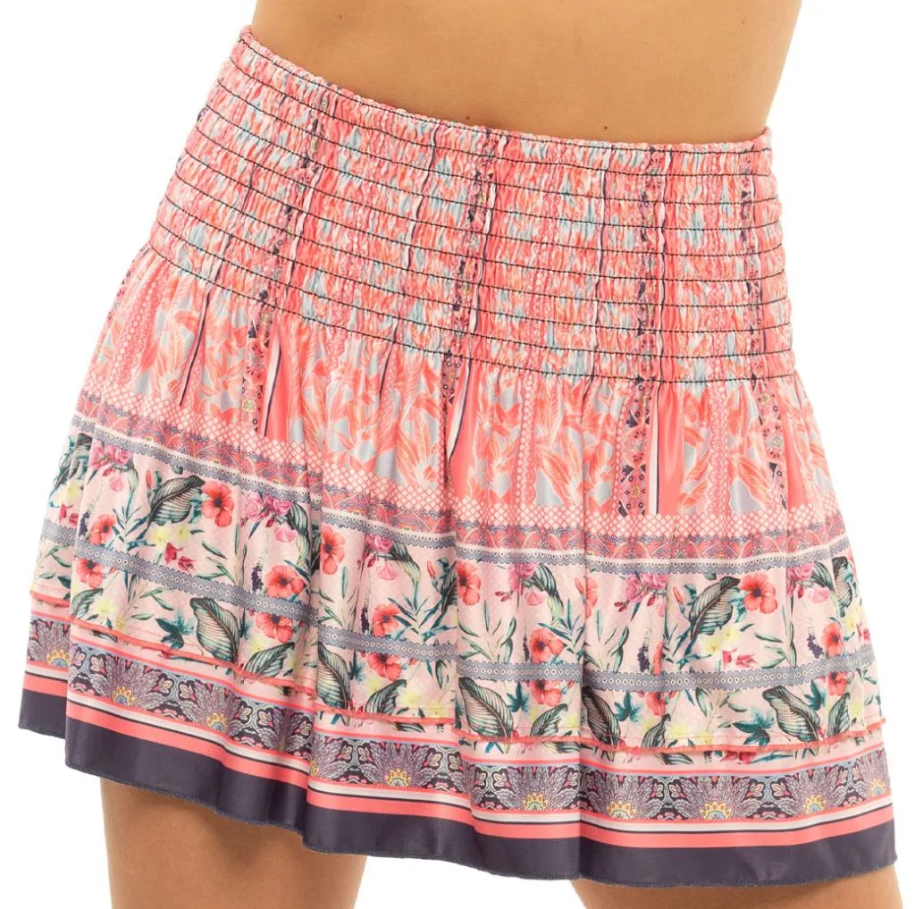 Lucky in Love Patch Me If You Can Patch Me Long Flower Smock Skirt - melon/concord/white