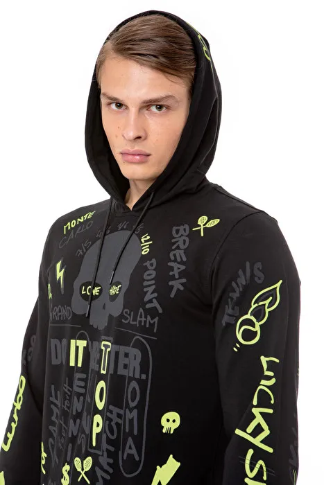 Hydrogen Graffiti Hoodie Man - black