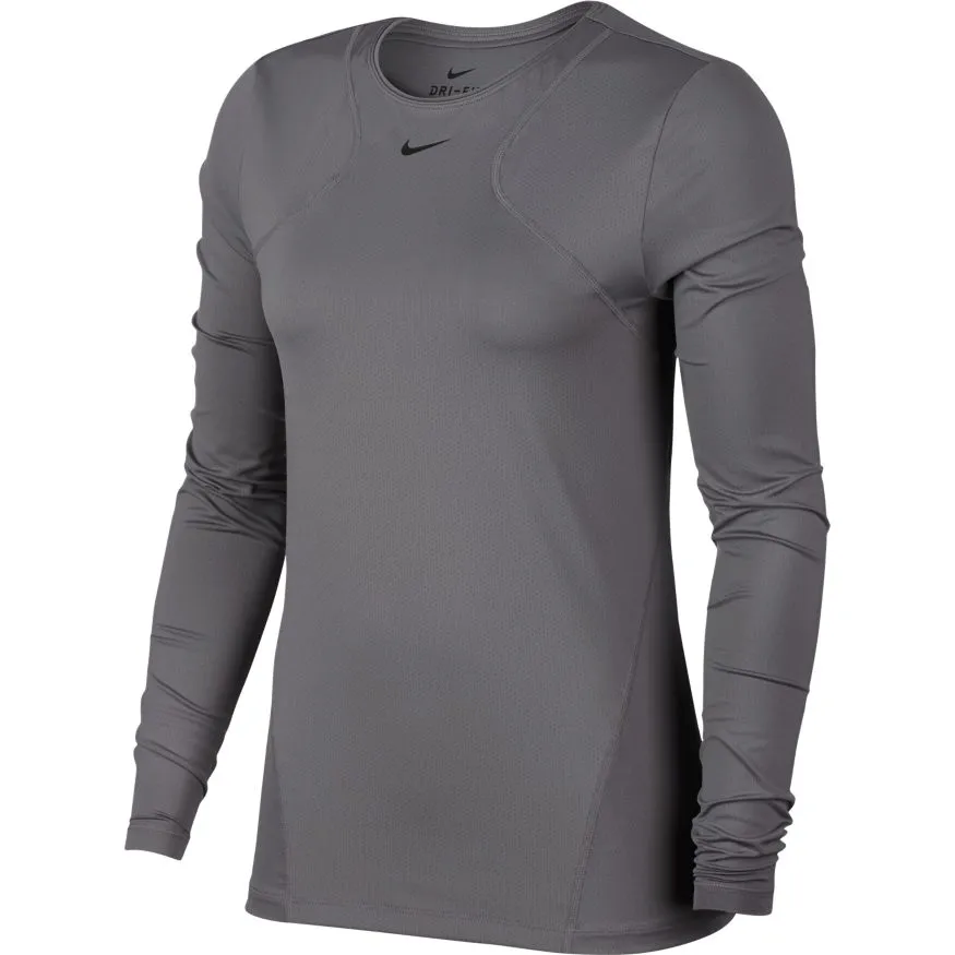 Nike Pro Top LS All Over Mesh - gunsmoke/black