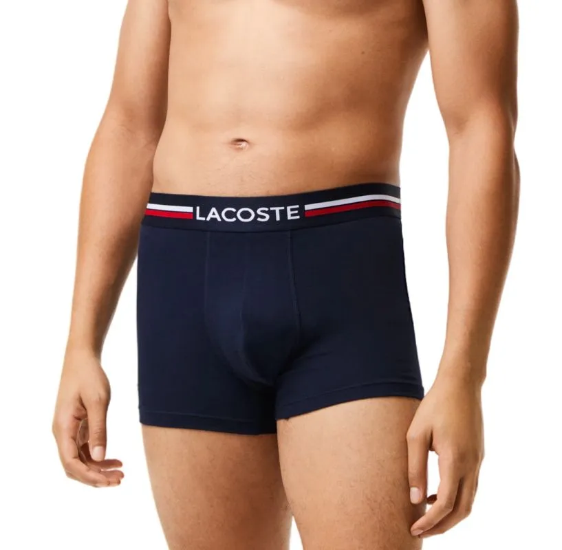 Lacoste Iconic Boxer Briefs With Multicolor Waistband 3P - navy blue/white