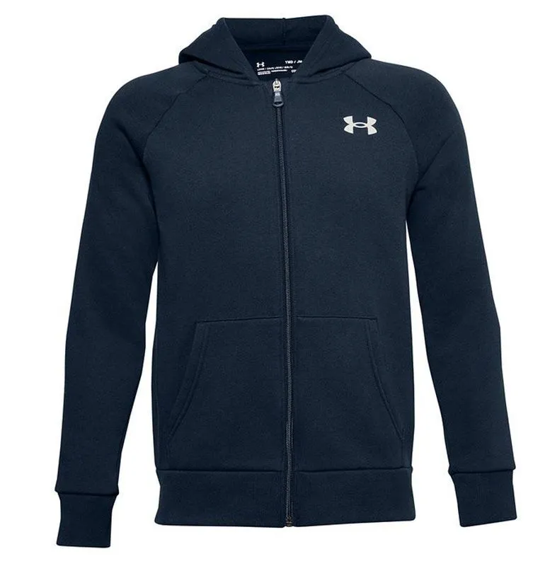 Under Armour Boys' UA Rival Cotton Full Zip - academy/onyx white