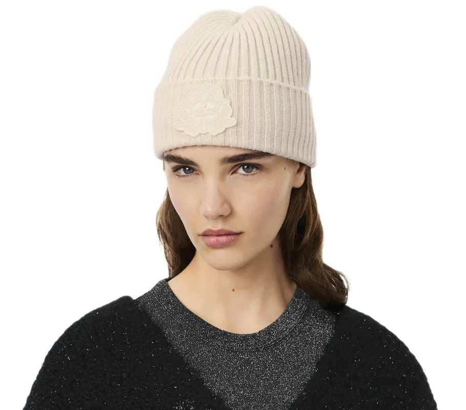 Lacoste Wool Badge Beanie - ecru white
