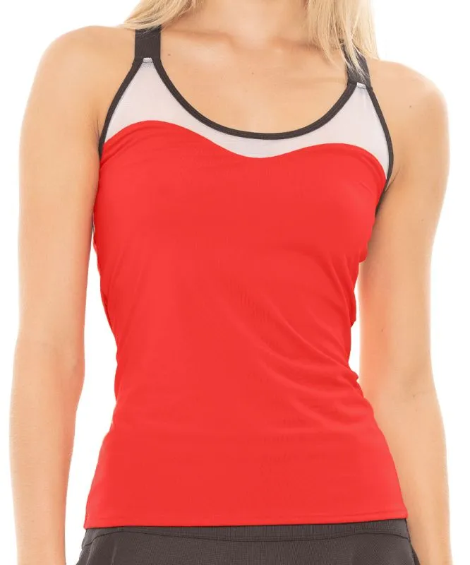 Lucky in Love Tech It Out Crossover Tank W/Bra - crimson